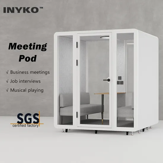 Large Size Movable 4 Person Meeting Room Soundproof Booth Vocal Recording Studio Office Pod