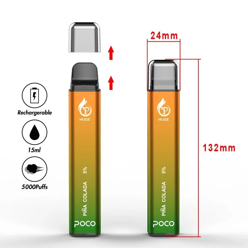 Poco 5000puffs 15ml Type C Rechargeable Disposable Vape Pen E Cigarette Wholesale